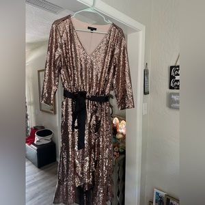 Rose Gold sequin ruffle dresses